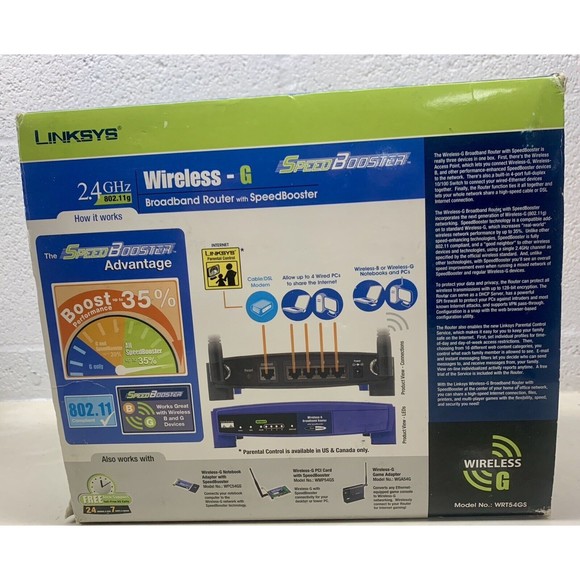 Linksys WRT54GS Wireless-G Router Broadband  2.4GHz Speed Booster - Picture 4 of 10